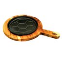 Ver imagem 1 de Chapa Petisco Redonda Copa 2022 Ferro Suporte Madeira 20x4cm Fumil