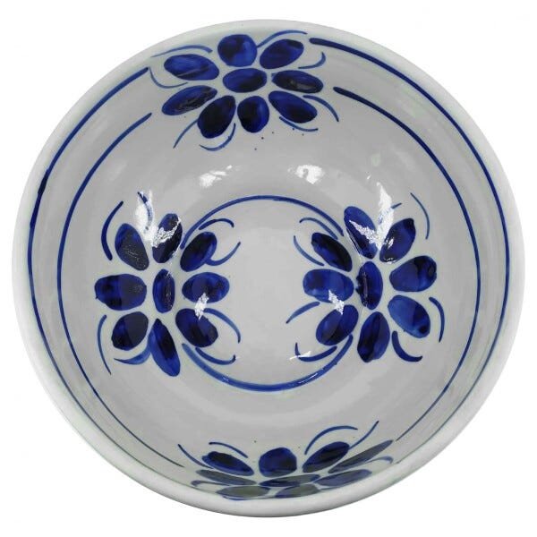 Tigela Em Porcelana Floral Azul e Branca Pintada à Mão - 2