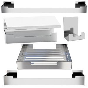 Kit de Acessórios para Banheiro 5 Peças Adesivo Inox F.elg