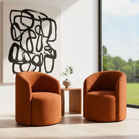 Kit 02 Poltronas Curva Orgânica Nature Gaia Boucle Terracota - Montanaris Decor