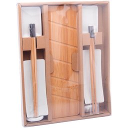 Kit para Sushi 9 Peças Bambu Cerâmica Nagoya Lyor para Servir Comida Japonesa - 9