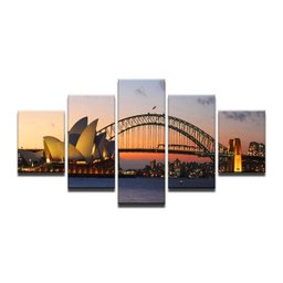QUADROS DECORATIVOS 5 PEÇAS PONTE OPERA HOUSE SYDNEY - 1