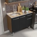 Ver imagem 3 de Armário de Cozinha Compacta 165cm com Pia Rustic/preto Emilly Madesa 05 Rustic/preto