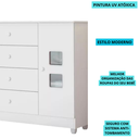 Ver imagem 4 de Cômoda Quarto Criança Bebê Organizador Roupa 4 Gaveta:branco