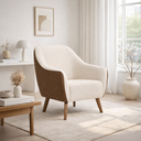 Ver imagem 3 de Poltrona Decorativa Berenice em Linho Off- White e Corino Marrom - Larbelle