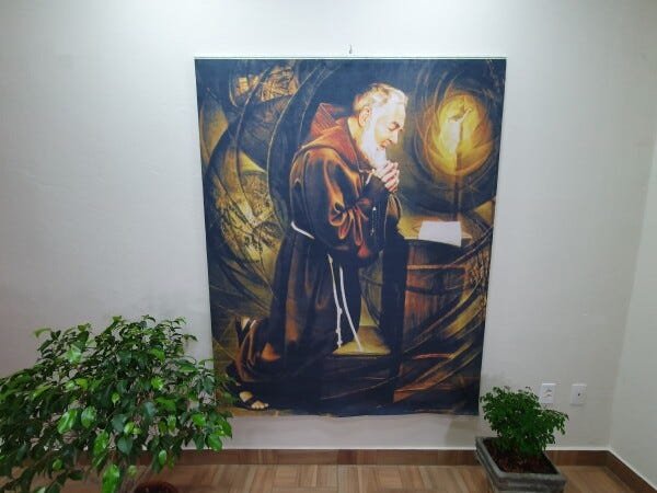 Arte Sacra Decorativa Padre Pio Impressão Digital em Tecido