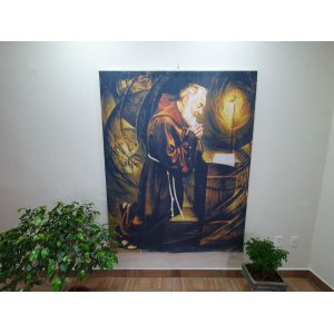 Arte Sacra Decorativa Padre Pio Impressão Digital em Tecido