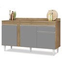 Ver imagem 1 de Balcão Gabinete para Pia com Tampo 150cm 3 Portas 1 Gaveta Dakota Castanho/Cinza - Lumil Lumil Móvei