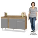 Ver imagem 5 de Balcão Gabinete para Pia com Tampo 150cm 3 Portas 1 Gaveta Dakota Castanho/Cinza - Lumil Lumil Móvei