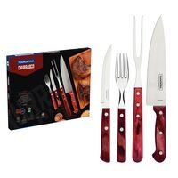 Kit para Churrasco Tramontina em Aço Inox com Cabo Vermelho Polywood 14 Peças - 21199/789