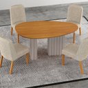 Ver imagem 7 de Conjunto Sala de Jantar 4 Cadeiras Isis Tampo Orgânico MDF 135cm Marrom/Off White/Palha