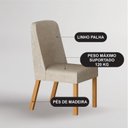 Ver mais imagens de Conjunto Sala de Jantar 4 Cadeiras Isis Tampo Orgânico MDF 135cm Marrom/Off White/Palha