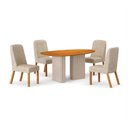 Ver imagem 2 de Conjunto Sala de Jantar 4 Cadeiras Isis Tampo Orgânico MDF 135cm Marrom/Off White/Palha