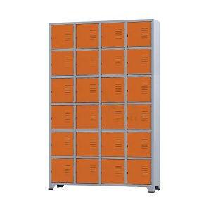 Armário Roupeiro De Aço 24 Portas Para Vestiário Academia Locker Laranja