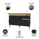 Ver imagem 3 de Balcão de Cozinha com Tampo 120cm 1 Gaveta Tatiane Amêndoa/preto - Ajl Móveis
