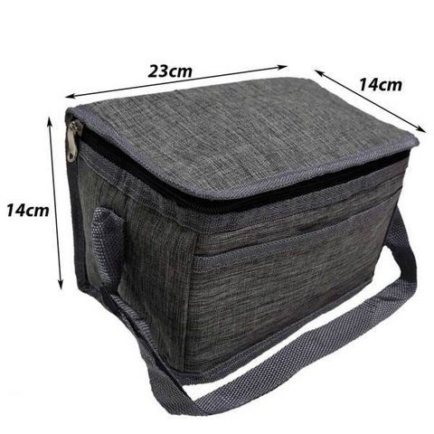 Bolsa Térmica Porta Marmita Forrada Alumínio Poliéster Espuma Estilosa Trabalho Fitness - Cinza