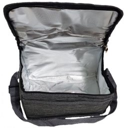 Bolsa Térmica Porta Marmita Forrada Alumínio Poliéster Espuma Estilosa Trabalho Fitness - Cinza - 3
