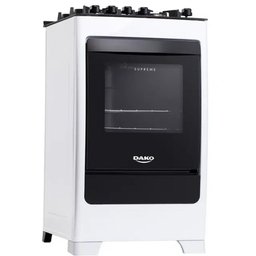 Fogão 4 Bocas Dako Supreme Glass Branco com Mesa de Vidro Bivolt - 4