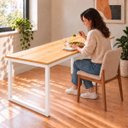 Ver imagem 4 de Mesa de Jantar Reforçada Industrial 190x80cm Tampo Bege Pés Branco