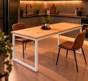 Ver imagem 2 de Mesa de Jantar Reforçada Industrial 190x80cm Tampo Bege Pés Branco