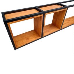 Nicho para Parede Estilo Industrial de Madeira e Ferro com 2 Nichos e 1 Prateleira - 5