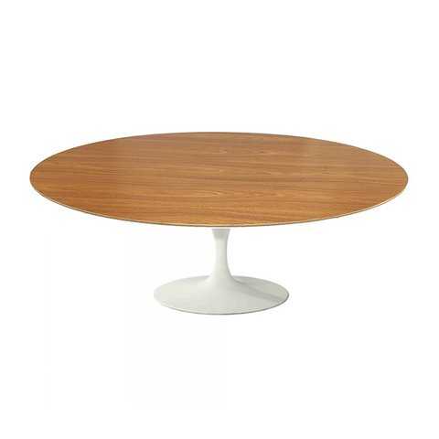 Mesa Saarinen Oval Centro Freijó 120x80cm - Base Branca mgsaarinen