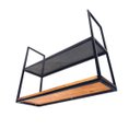 Ver imagem 2 de Suporte de Teto Estilo Industrial com 1 Prateleira de Madeira e 1 Prateleira de Chapa Perfurada de F