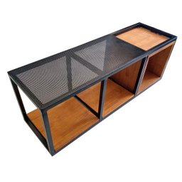 Nicho Industrial Para Parede de Ferro e Madeira com 2 Prateleiras e 1 Nicho - 5