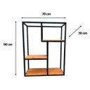 Ver imagem 6 de Estante Industrial de Parede - 4 Nichos Vazados de Ferro e 4 Prateleiras de Madeira