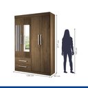 Ver imagem 2 de Guarda Roupa Solteiro 4 Portas 2 Gavetas e 2 Espelhos Madri -Mt- Rei de Casa Freijó