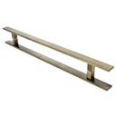 Ver imagem 1 de Puxador Portas Duplo Aço Inox Antique Ouro Velho Clean 50 cm para portas: pivotantes/madeira/vidro