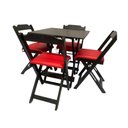 Ver imagem 2 de Kit 10 Conjunto Dobrável Preto 70x70 com 4 Cadeiras Estofada Vermelho