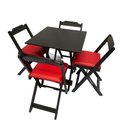 Ver imagem 1 de Kit 10 Conjunto Dobrável Preto 70x70 com 4 Cadeiras Estofada Vermelho