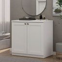 Ver imagem 1 de Cômoda 79 Cm X 77,5 Cm para Quarto com 2 Portas 100% Mdf Cor:branco Fosco