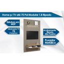 Ver imagem 4 de Estante P/ Sala até 75 Pol Modular 1.8 Ripado C/ 2 Portas 1 Prat. 180x250cm Tauari/gris Fosco -
