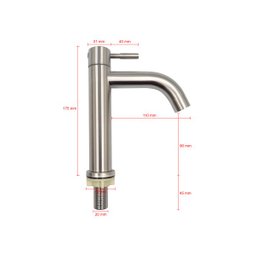 Torneira Banheiro Lavabo 1/4 Volta Bica Baixa Aço Inox 304 Su117:Aço Escovado - 5