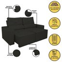 Ver imagem 3 de Sofá Reclinável Retrátil 1,80m Luxo 2 Lugares Sala de Estar Cor:preto
