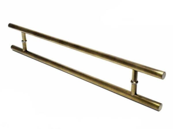 Puxador Portas Duplo Aço Inox Antique Ouro Velho Soft 40 cm para portas: pivotantes/madeira/vidro - 1