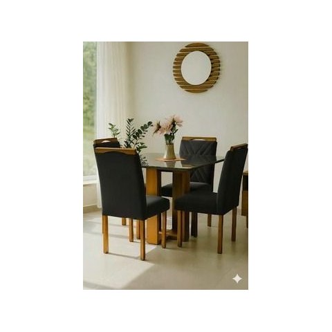 Conjunto de Mesa Anjo com 4 Cadeiras Gol Mel-cinza/preto