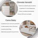 Ver imagem 4 de Kit Quarto Infantil Cama Montessoriana Baby com Grade + Roupeiro Ouro + Cômoda Versátil - Branco
