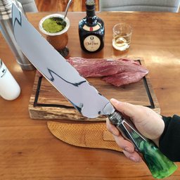 Faca Keyhole Hibrida Forjada Integral 10' Artesanal Bruta Aço Inox 420c 10mm Churrasco - 9 Faca Keyhole Hibrida Forjada Integral 10' Artesanal Bruta Aço Inox 420c 10mm Churrasco - 9