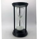 Ver imagem 2 de Ampulheta Decorativa Cor Preto Fosco Areia Branca Luxo Decoração 21.5 cm