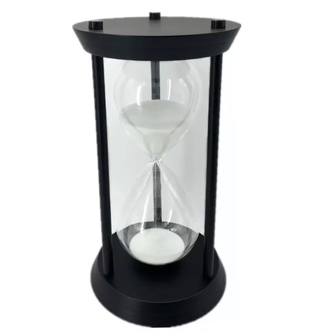 Ampulheta Decorativa Cor Preto Fosco Areia Branca Luxo Decoração 21.5 cm