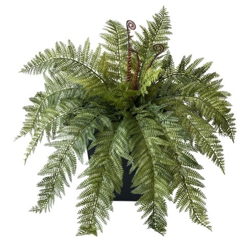 Kit 2 Galhos Samambaia Artificial Realista Folhagem Verde Decorativa
