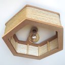 Ver imagem 1 de Luminária Lustre Pendente Rústico Retro Madeira Sisal 35cm