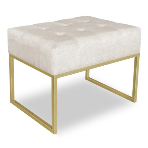 Puff Lisa Suede Base Metálica Industrial Dourado - Pallazio Bege