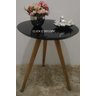 Mesa de canto tampo 40/45/50 cm cor preta com vidro pés 70 cm - 50 cm - 2