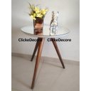 Ver imagem 5 de Mesa de canto lateral apoio para sala tampo 50 cm branca com espelho Pe Palito Tripe altura 70 Cm