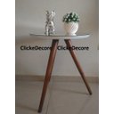 Ver imagem 3 de Mesa de canto lateral apoio para sala tampo 50 cm branca com espelho Pe Palito Tripe altura 70 Cm