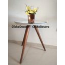 Ver imagem 4 de Mesa de canto lateral apoio para sala tampo 50 cm branca com espelho Pe Palito Tripe altura 70 Cm